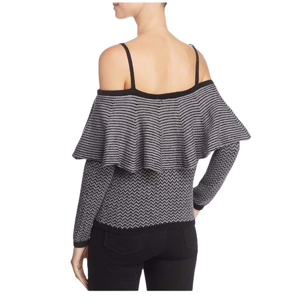 BB DAKOTA Women’s Black Gray Off-The-Shoulder Sweater Medium NWT